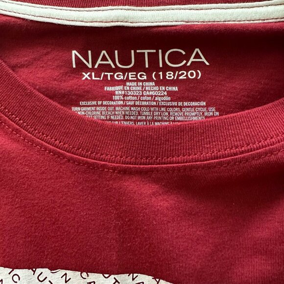 Nautica Long Sleeve Crew Neck T-Shirt Kids XL Pomegranate Red 100% Cotton - Picture 3 of 11